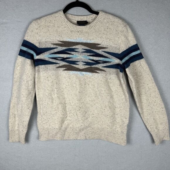 Pendleton Sweaters - Pendleton Wool Aztec Cozy Sweater Ivory Women's M Cottagecore Navajo Western